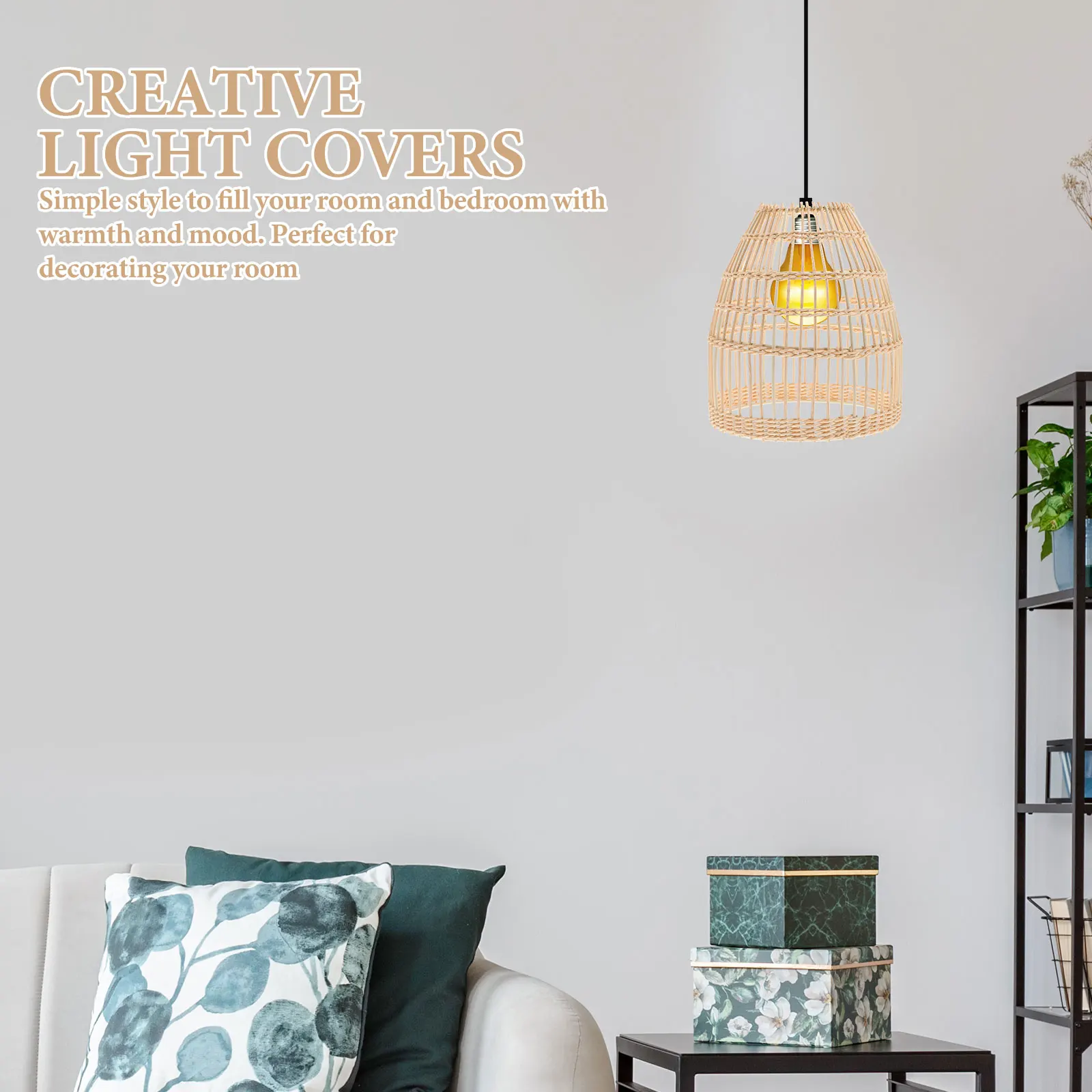 Rattan Lampshade 19x21cm Durable Woven Cover Home Decor Simple Style Warm Atmosphere Eco Solution