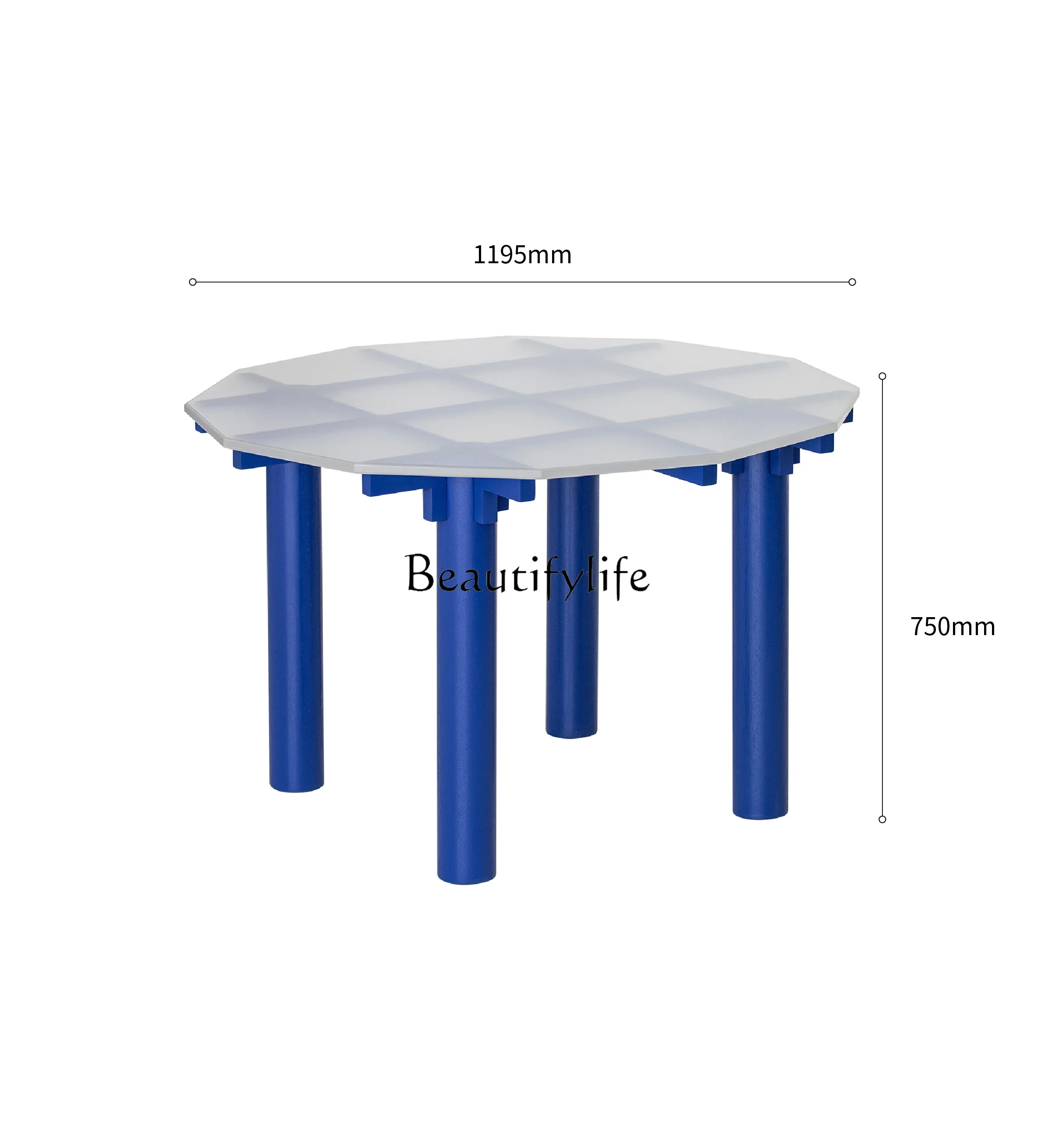 

yj32 Polygonal acrylic transparent round dining table household modern light luxury high-end solid wood leg round table