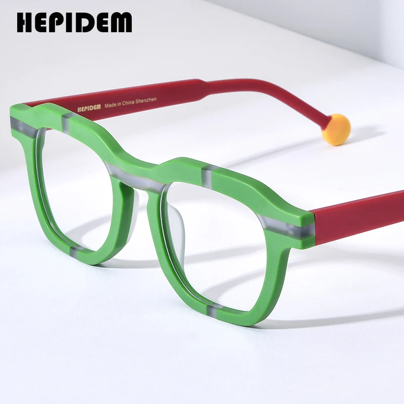 HEPIDEM Acetate Glasses Men 2024 New Women Matte Fashion Square Eyeglasses Spectacles Eyewear H9363