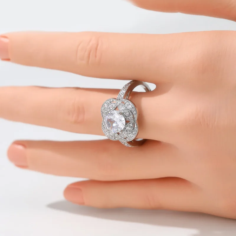 Aesthetic Design Gorgeous Synthetic Zirconia Shiny Women's Promise Ring Elegant Luxury Wedding Engagement Fine Jewelry Accessory