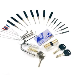 Locksmith Tools Transparent Lock and Tool Combination,Locksmith Learning Kit,2pcs Different Locks for Practice Picking