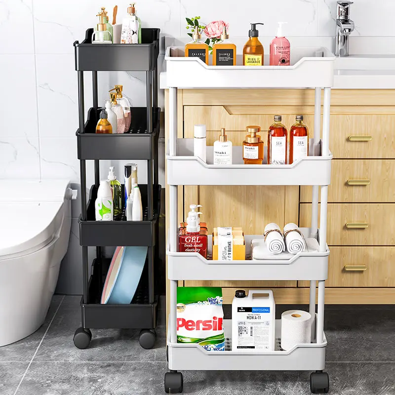 Bathroom gap storage rack floor-standing trolley mobile kitchen snack multi-layer storage storage rack toilet wall-mounted