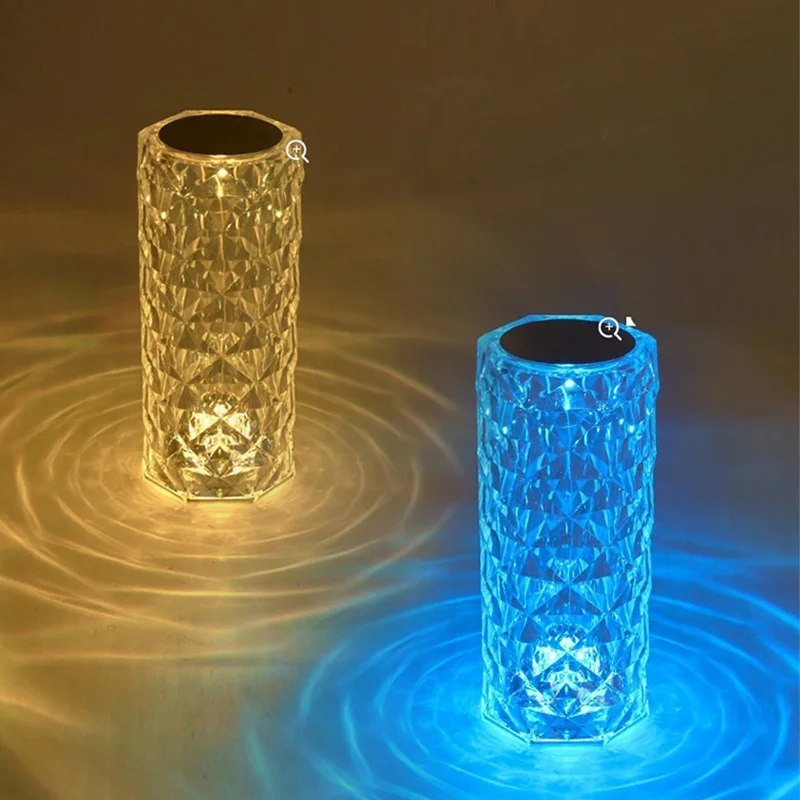 RGB Touch Control Crystal Desk Lamp USB Rechargeable Indoor LED Acrylic Table Lamp Romantic Decorative Night Light