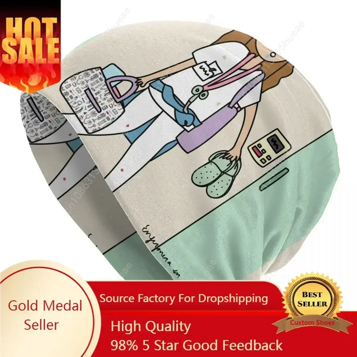 Winter Warm Bonnet Femme Knitting Hats Fashion Cartoon Nurse Enfermera En Apuros Beanie Cap Outdoor Health Nursing Beanies Caps