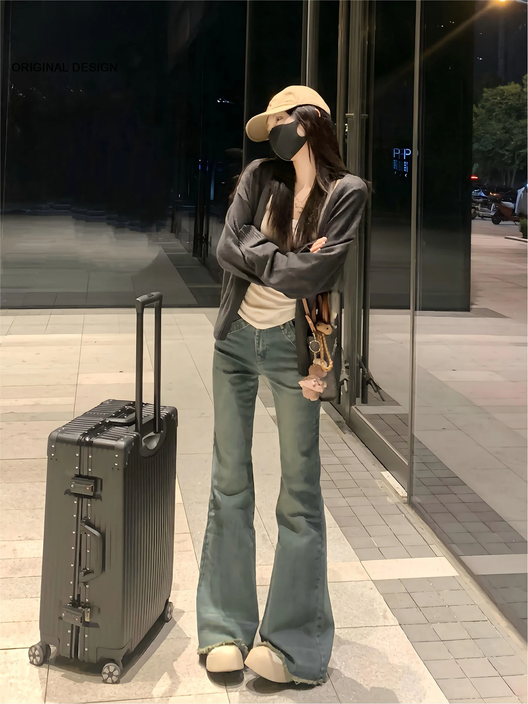 

Новые женские джинсы-клеш Millennial Blue в американском ретро-стиле, модель 2026 года, весна-лето, с высокой талией, утягивающие, расклешенные от низа