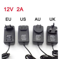Adaptador de fuente de alimentación AC DC 12v 2A 2000ma, enchufe EU UK AU US, cargador de pared de 5,5x2,5mm para lámpara de tira de luz led DC macho y hembra