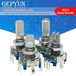 5PCS/LOT 20 Position 360 Degree Rotary Encoder EC11 w Push Button 5Pin Handle Long 15/20MM With A Built In Push Button Switch