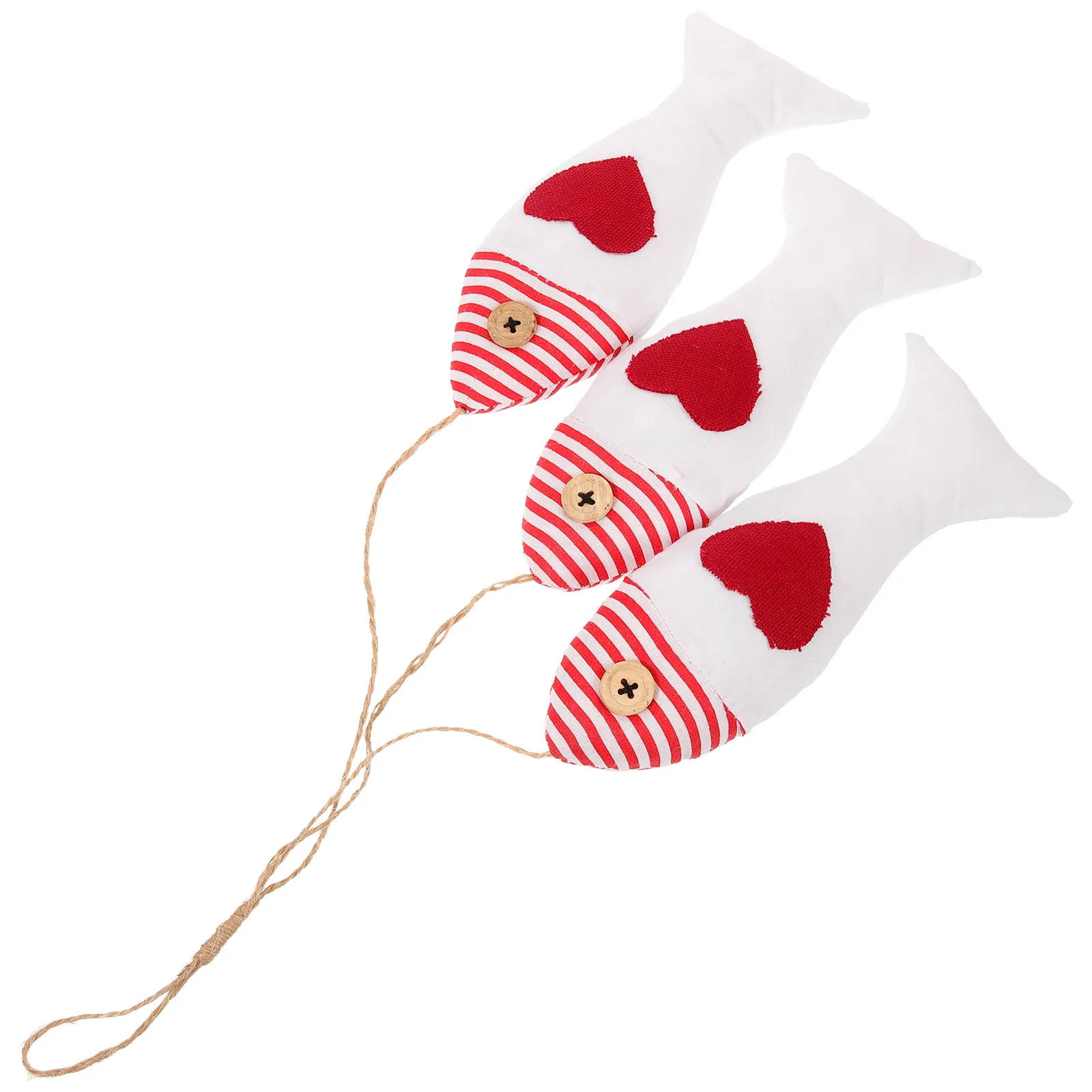 

Cloth Fish Decor Rustic Handmade Mediterranean Style Hanging Decoration Red Heart Shaped Nautical Theme Beach House
