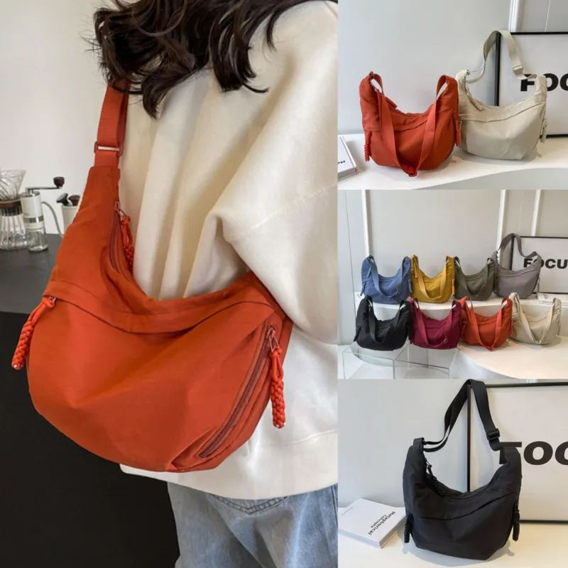 2024 Summer Women Nylon Casual Crossbody Bags Multi Pockets Large Capacity Shoulder Hobo Bag Latest Fashion Messenger Bag