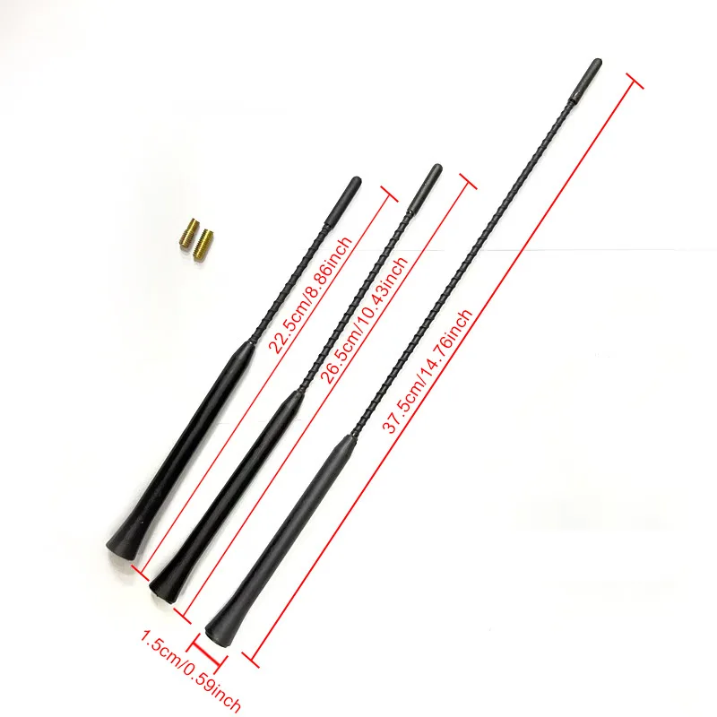 5pcs Universal Car Roof Radio Antenna 9 11 16 Inch AM FM Mast Whip Replacement With 2 Screws