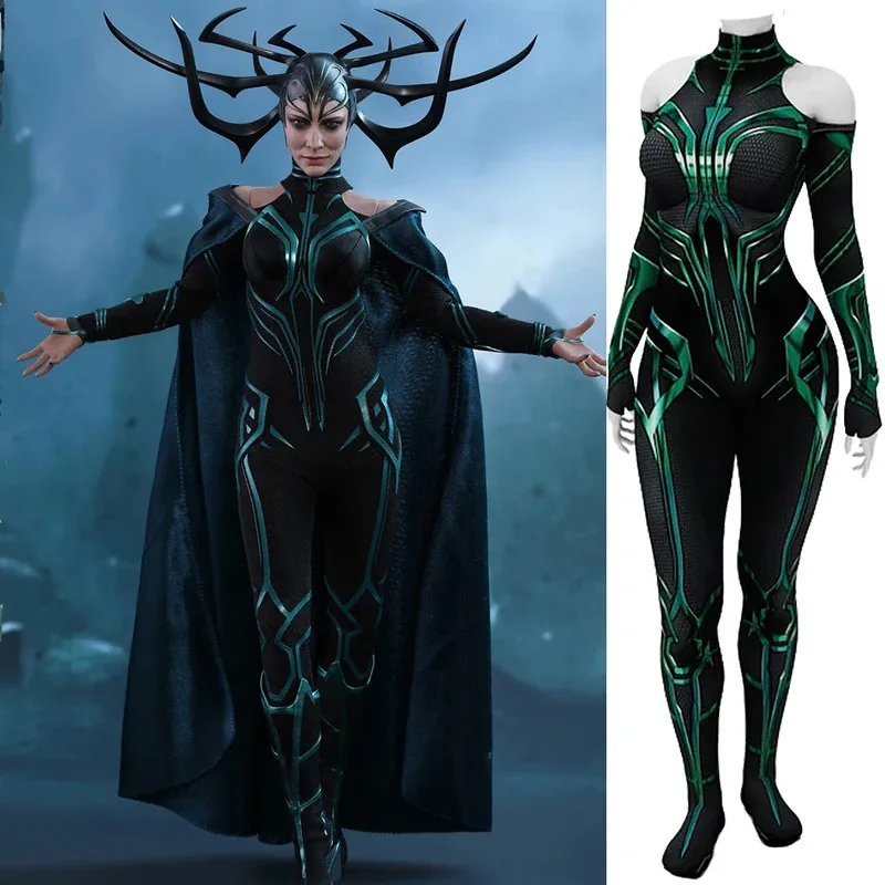 

Goddess of Death Hela Cosplay Superhero 3D Printed Spandex Disfraces Para Woman Hela Bodysuits Zentai Outfits Halloween Costume