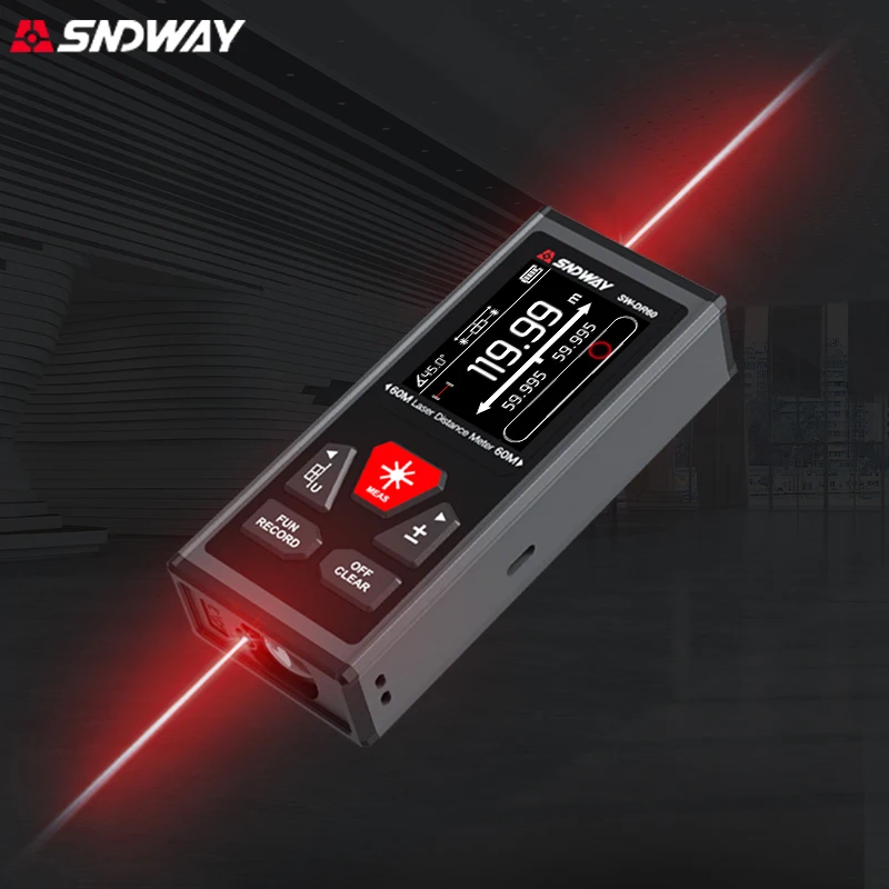 Sndway Bilateral Laser Distance Meter 200m Dual Laser Distance Measure Digital Rangfinder Rechargeable Laser Measure Tool