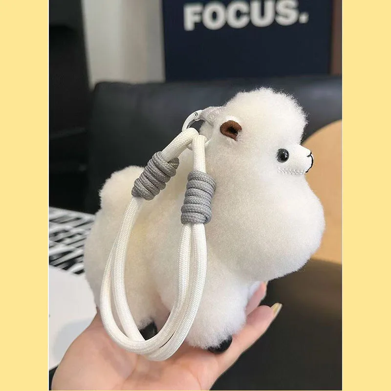 Kawaii Alpaca Plush Keychain Squishy Stuffed Animal Bag Charm Pendant for Women Girls Kawaii Mini Alpaca Toy Keyring and Gift