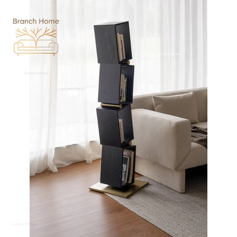Squeaky Pizza Bookshelf Integrated against the wall Solid wood Designer Modern simple bedside layered storage rack