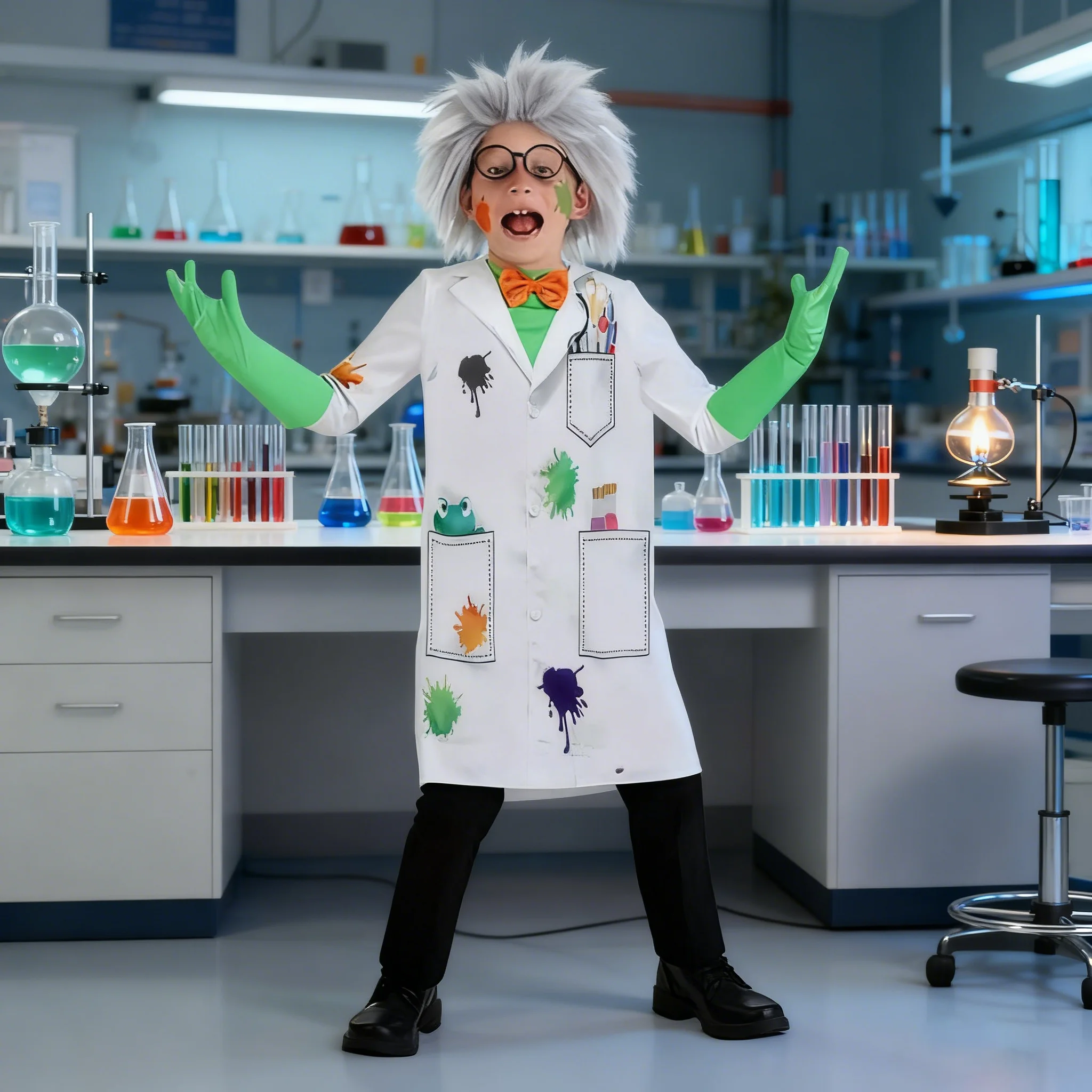 4 pçs meninos jaleco branco manga longa encantador cientista uniforme trabalho wear roupas de laboratório para 3-14y menino festa fantasia dressup