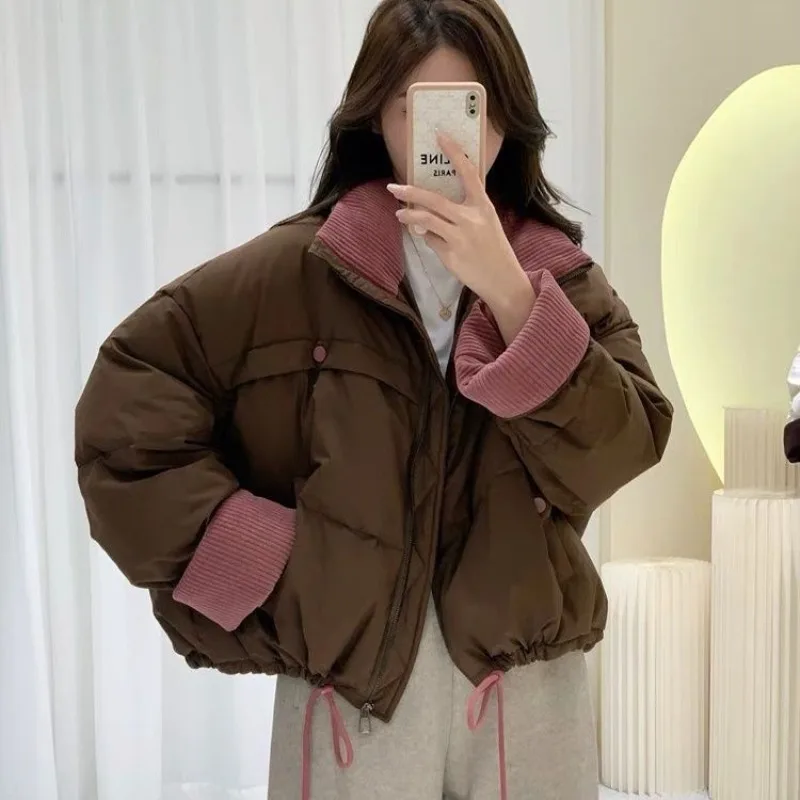 女性用 冬 トップス ジャケット コットン コート スタンドカラー カラフル 暖かい 厚みのある ヴィンテージ シンプル レジャー デザイン ニッチ 多用途