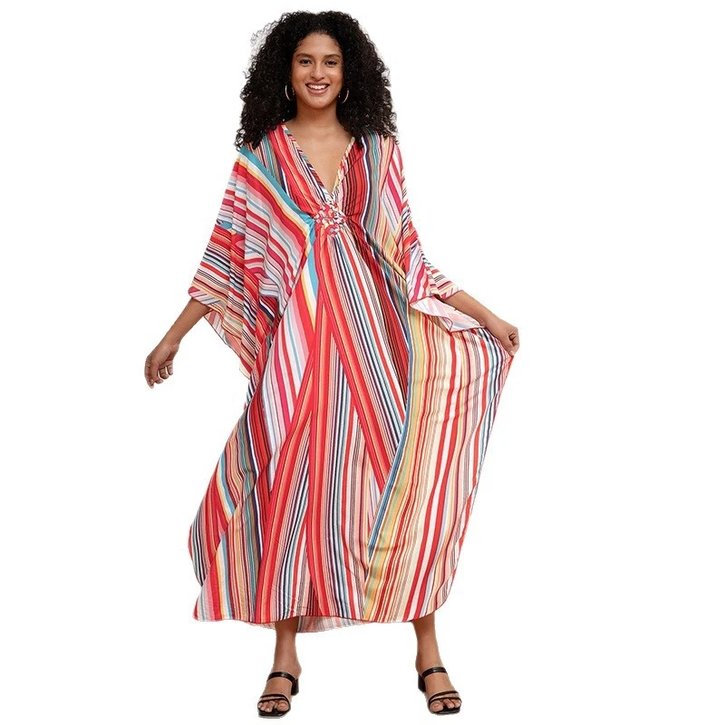 Women's Polyester Beach Cover Up Dress Loose Long Robe Bikini Swimsuit Outerwear Shrug UV Protection for Summer Vacation