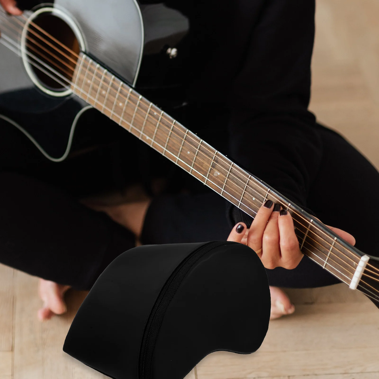 

Guitar Cushion Black Durable Contoured Sponge Padding Cover Zip Closure Easy Clean Portable Guitar Pad Accessory