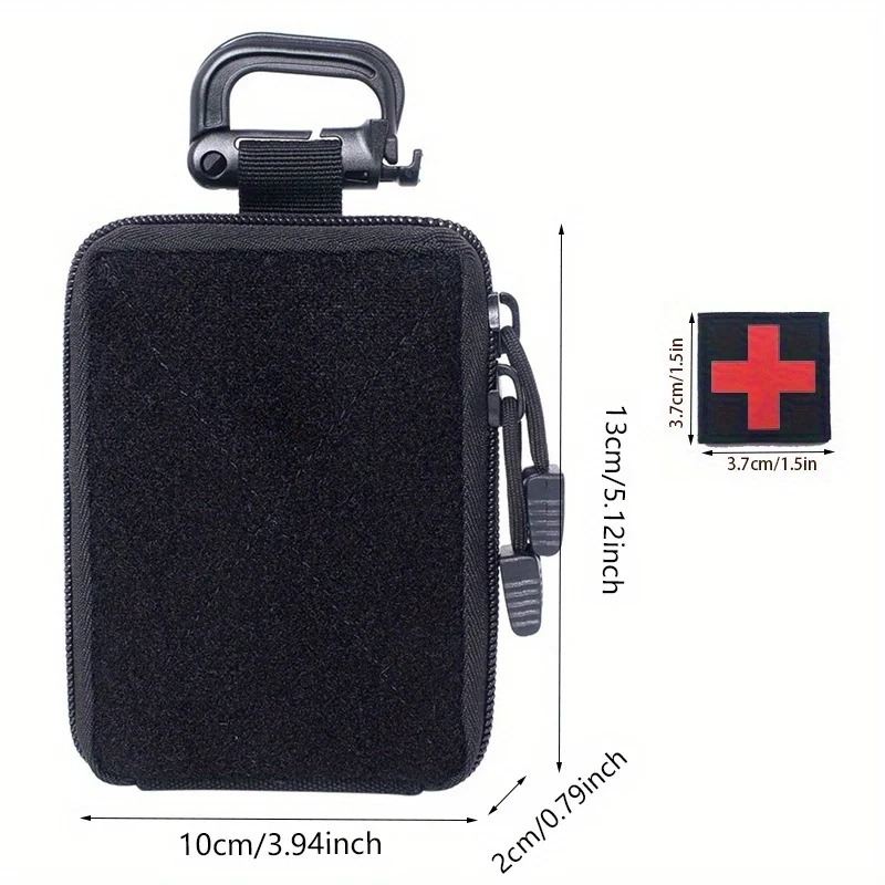 Molle Pouch Organizer with Cross Patch | Portable, Durable Nylon Utility Pouch, Zipper Closure, Small D-Buckle, Empty Bag Only