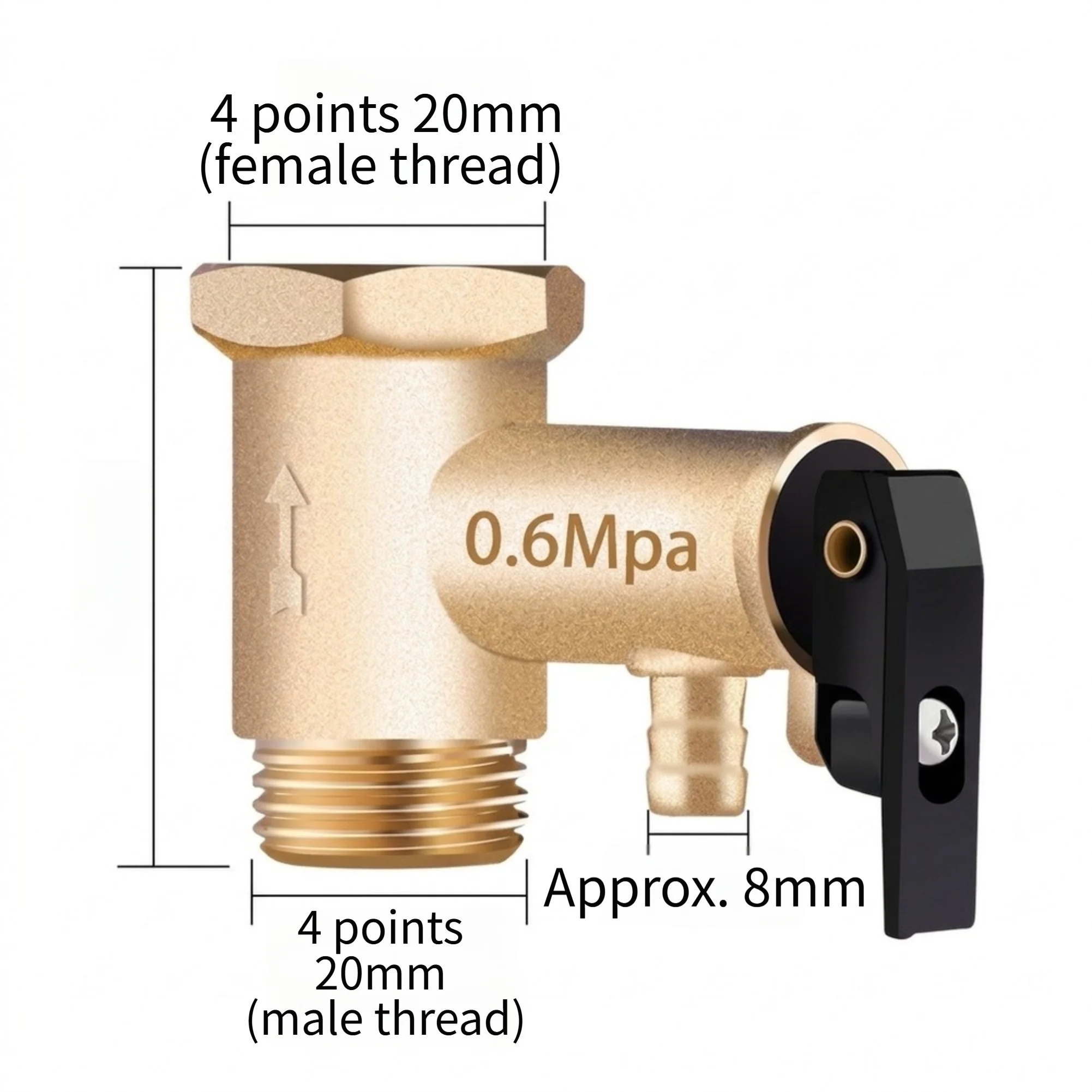 Pressure Relief Valve Compatible with For Midea For Haier For Smith Electric Water Heaters 0.6MPa 0.7MPa 0.75MPa 0.8MPa