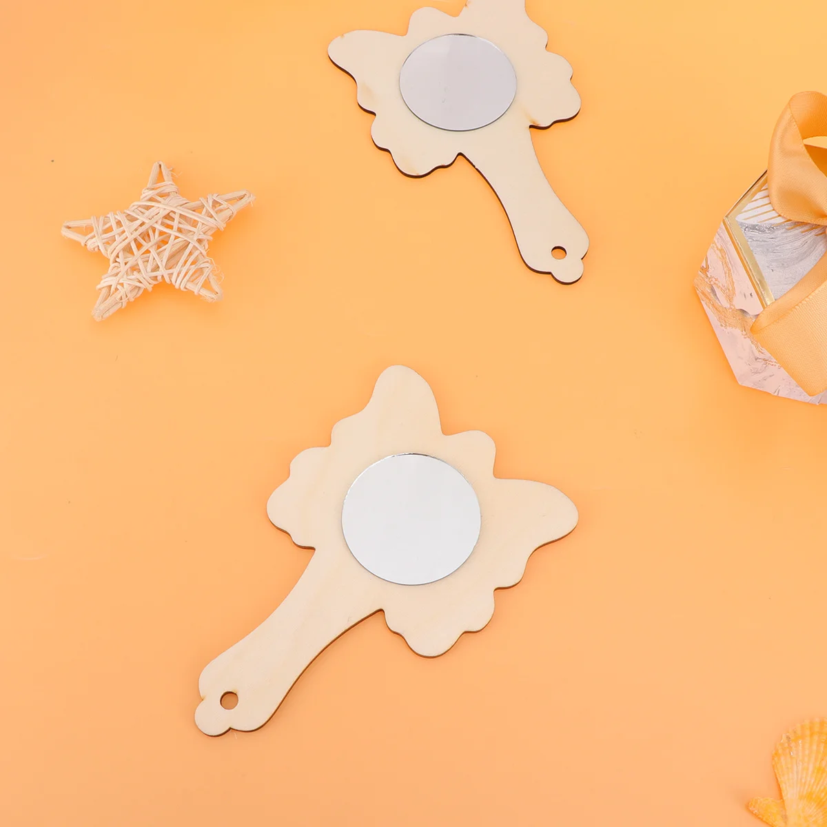 

18Pcs Wooden Mini Mirror DIY Painting Set Natural Handcrafted Educational Creative Gifts for Kids Wooden Mirror