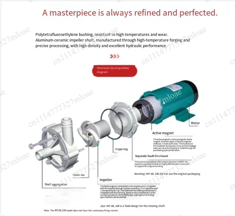 Water pump 220V 380V 250W MP-100R/100RM/100RX large flow miniature acid and alkali resistant magnetic drive circulating pump