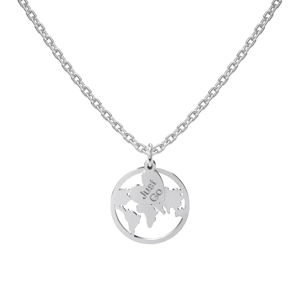 

Ожерелье с подвеской из стерлингового серебра 925 пробы Sier Travel Globe Карта мира Круглые позолоченные полые ожерелья для женщин