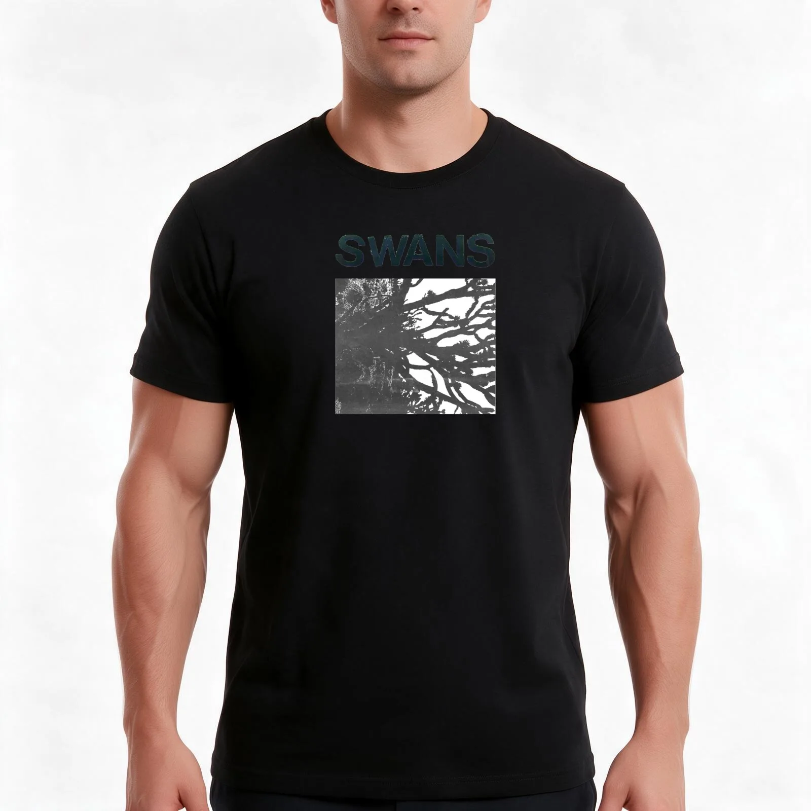 Swans Band Tee T-Shirt, Summer Casual Cotton Tee, Oversized Streetwear Tops, Vintage Graphic Print, Loose Fit Short Sleeve