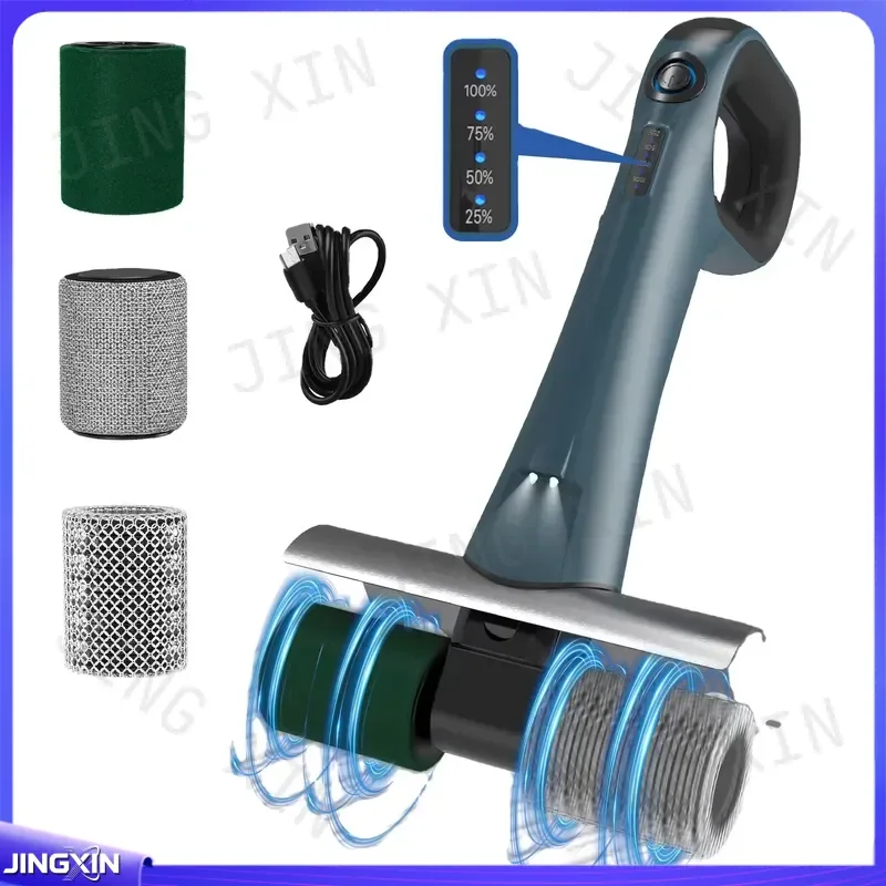 Custom for Electric Grill Cleaning Brush LED Type C Rechargeable Stainless Steel 3 Replaceable Heads Dual Head High Torque