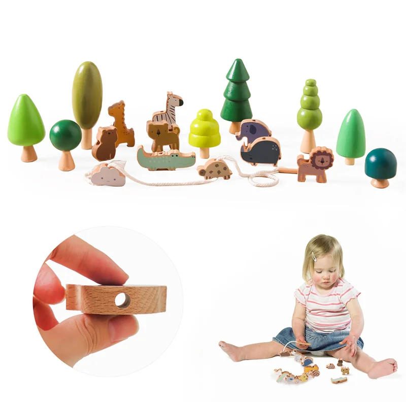 

Baby Wooden Montessori Toys Animal Building Stacking Balance Wooden Blocks Child Puzzle Early Educational Toys For Newborn Gift