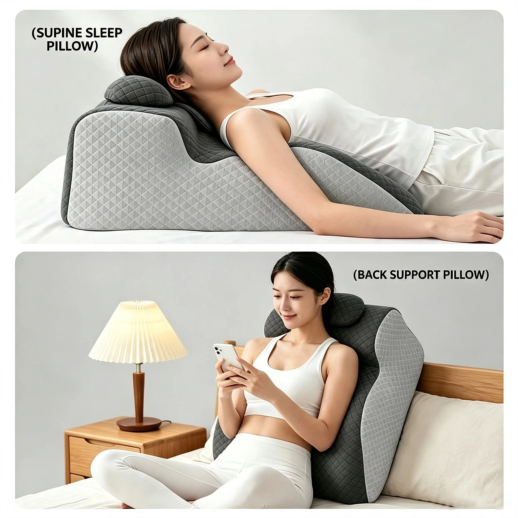 Memory Foam Ergonomic Prone Wedge Pillow 50D High Density Multi Purpose Support Cushion for Back Neck Leg