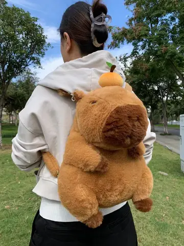 Capybara Plush Backpack Kawaii Fashion Plushie Doll Fur Pendant Children's Shoulder Bag Mini Knapsack Bags Gifts For Girlfriend