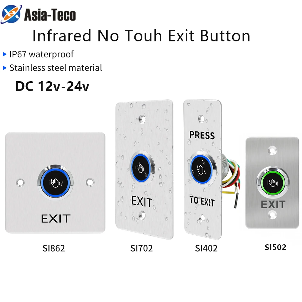 Infrared No Touch Exit Switch Induction Type Release Exit Button Switch  Sensor Access Control DC12V-24V With LED Waterproof