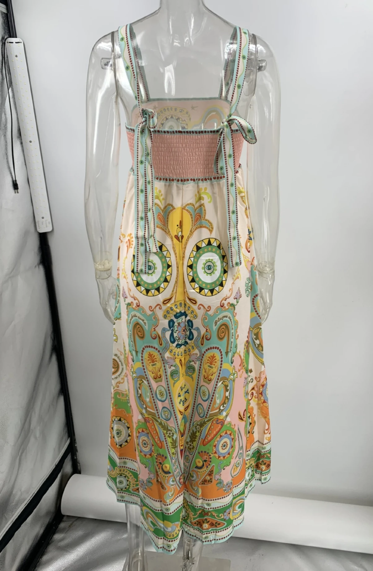 فستان شاطئ نسائي ، صيف ، كتان ، طباعة ، حمالة ، كاجوال ، دانتيل ، قوس ، بلا أكمام ، بوهيميا ، عتيقة ، حفلة #6