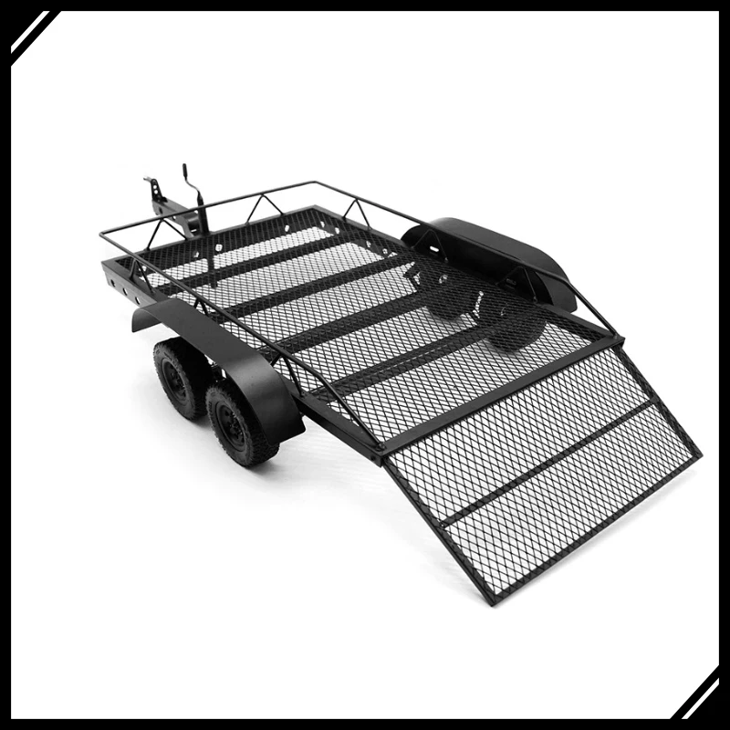 1:10 Aluminum RC Trailer for SCX6 SCX10 D90 Capra Heavy Duty Tow Truck Off-Road Crawler Car Accessory Upgrade Parts