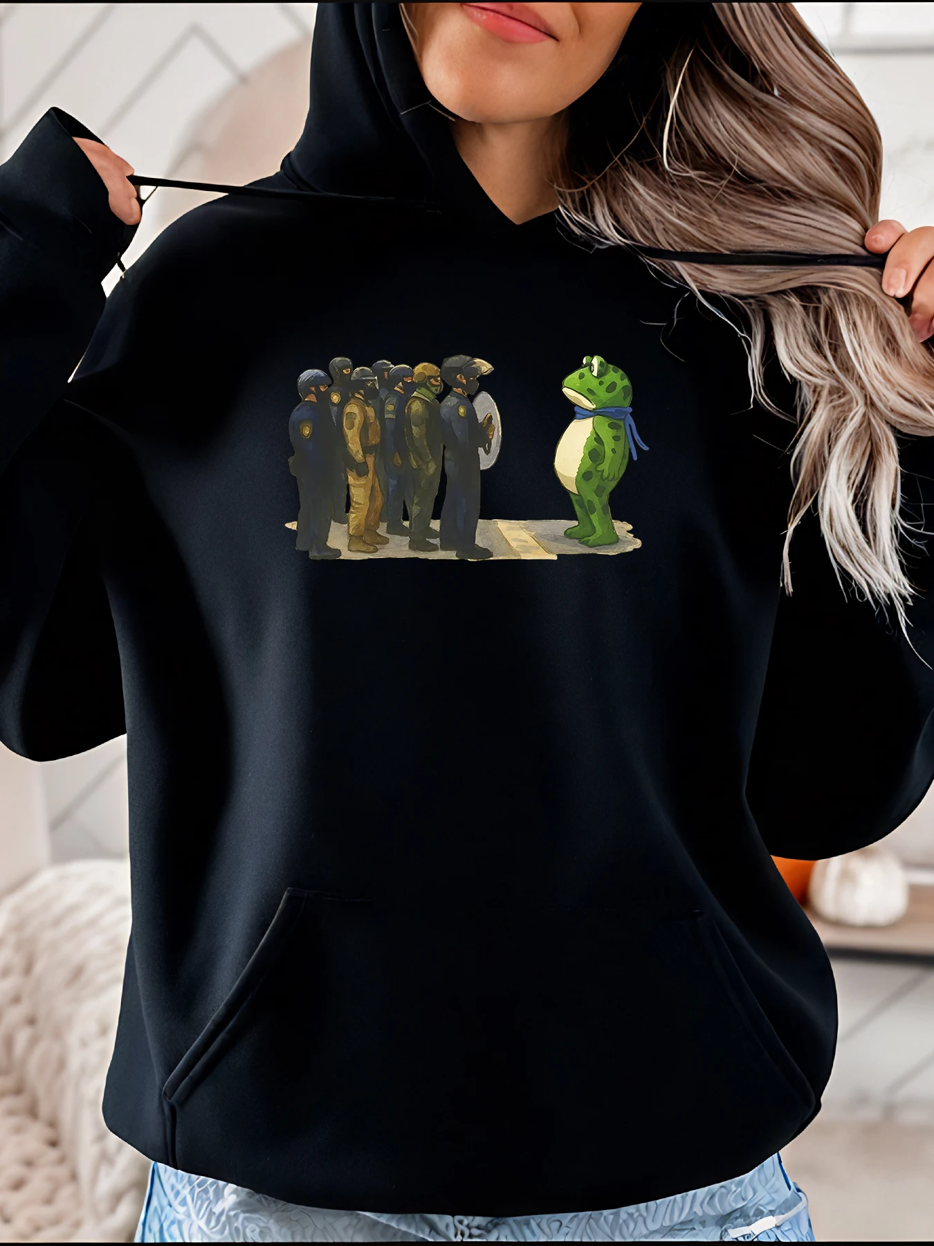 

Толстовка с изображением солдата-лягушки, забавный животный принт, унисекс, повседневная толстовка для мужчин и женщин 280