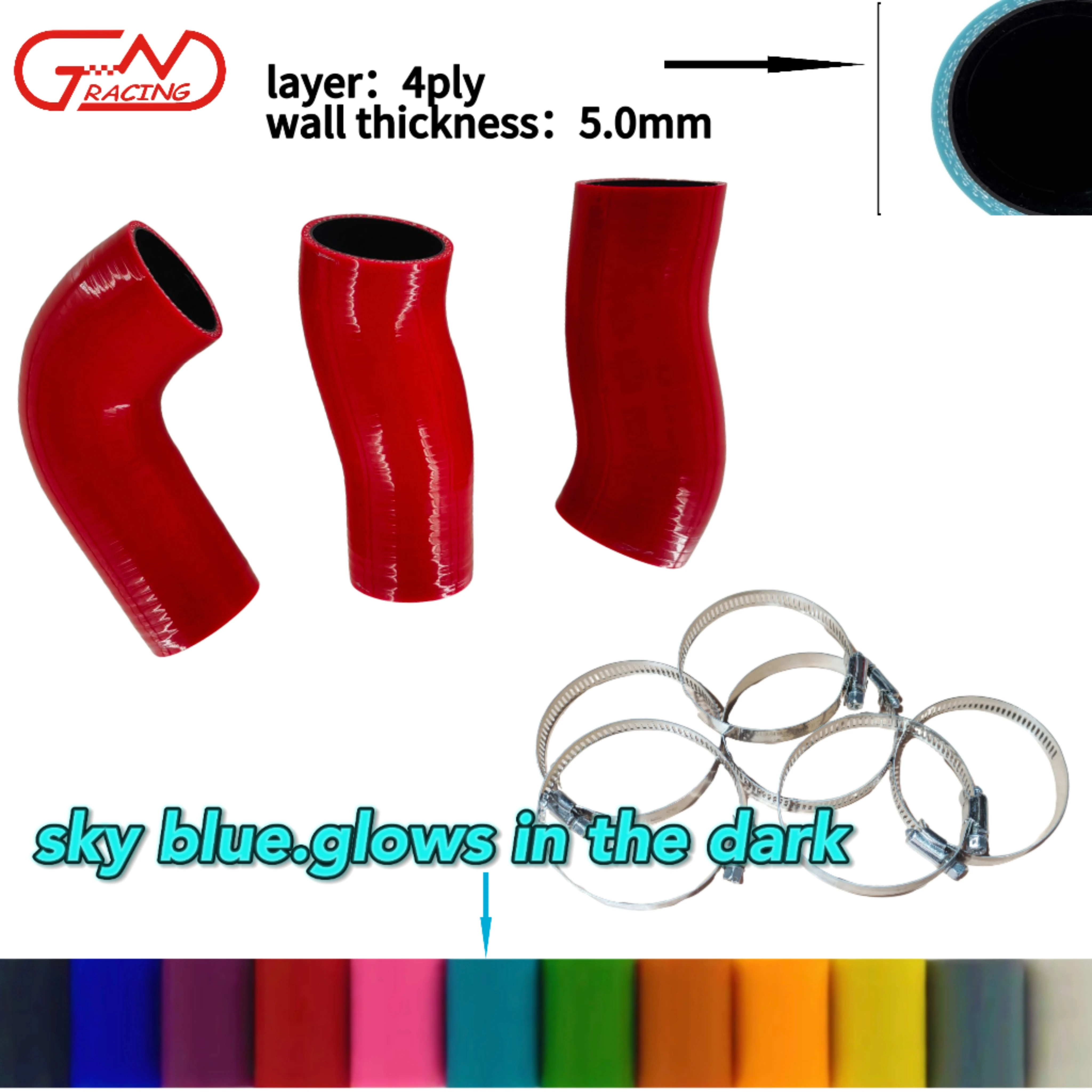 

СИЛИКОНОВЫЙ КОМПЛЕКТ ШЛАНГ ТУРБО ИНТЕРКУЛЕРА EGR 4 слоя с комплектом зажимов Подходит для BMW E60, E61 SERIES 530d, 525d, 535d