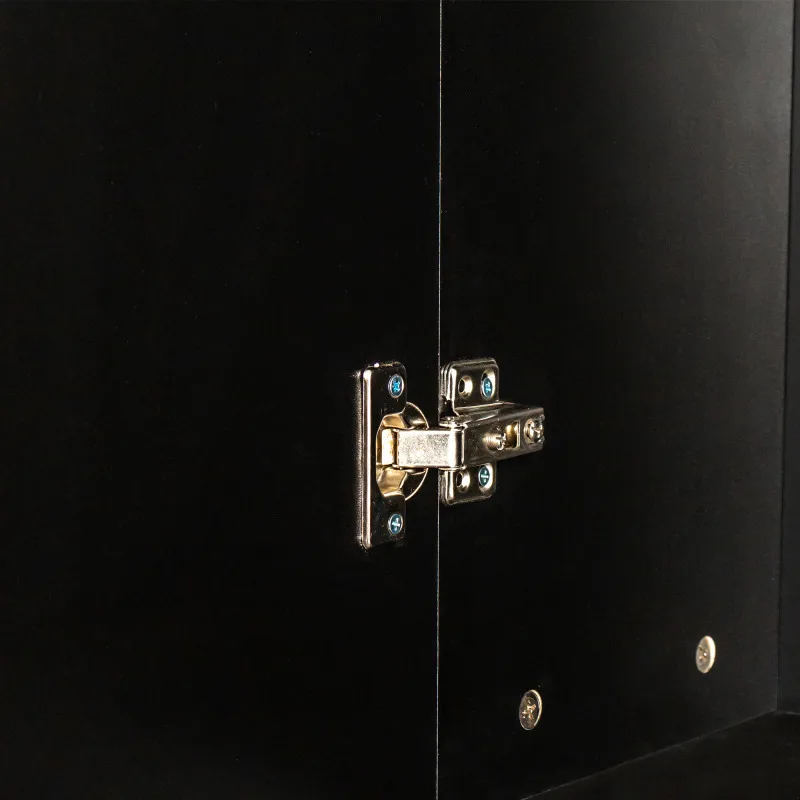 Freestanding Cabinet With Inadjustable Shelves And Two Doors For Kitchen  Dining Room Black Furniture Storage Cabinet