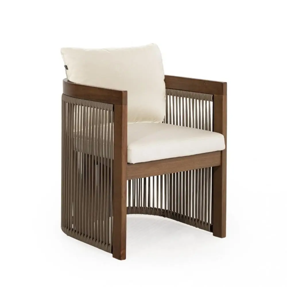 

Premium rope outdoor dining chair with patio and garden seat cushions