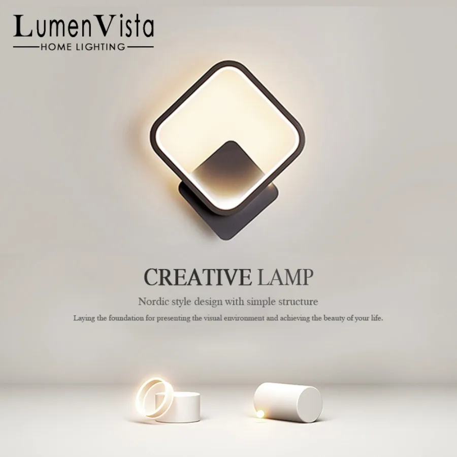 Modern LED Wall Lamp Nordic Minimalist Circular Square Creative Deer Head Wall Lamp Living Room  Home Decoration Indoor Lighting