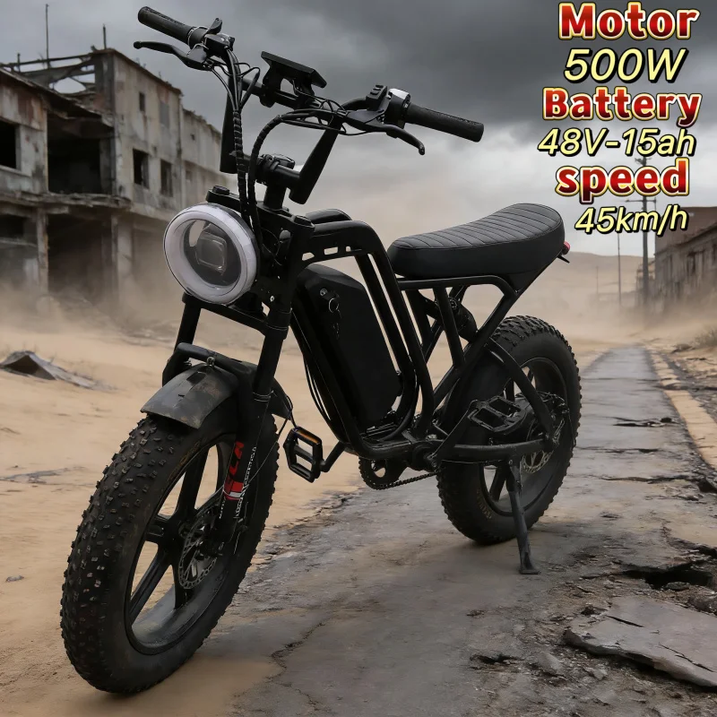 

20-inch long-range fat tire E-Bike, built-in 1000W powerful motor electric bicycle, 48V15AH lithium battery commuting moped