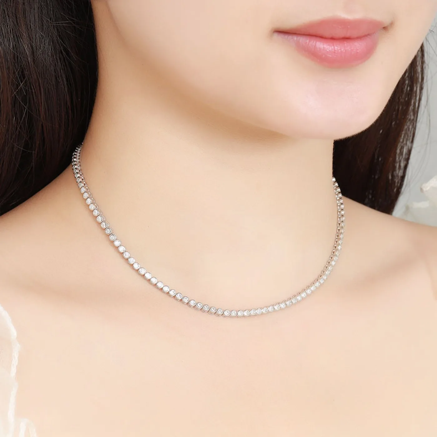 SongYun Luxury Jewelry 925 Sterling Silver Tennis Chain Necklace For Women Men Moissanite Diamond Tennis Necklaces Fine Jewelry - view 4