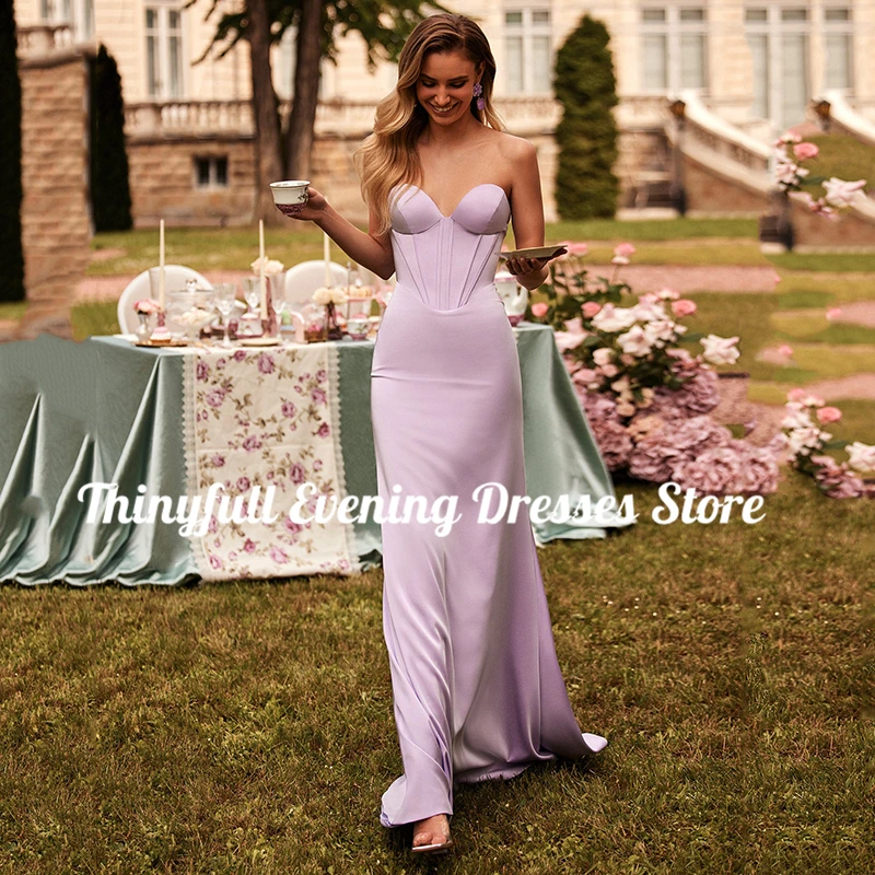 Thinyfull Sexy Mermaid Prom Dresses lavanda Sweetheart abito da sera in raso Arabia saudita Cocktail Party Night Gowns taglia personalizzata