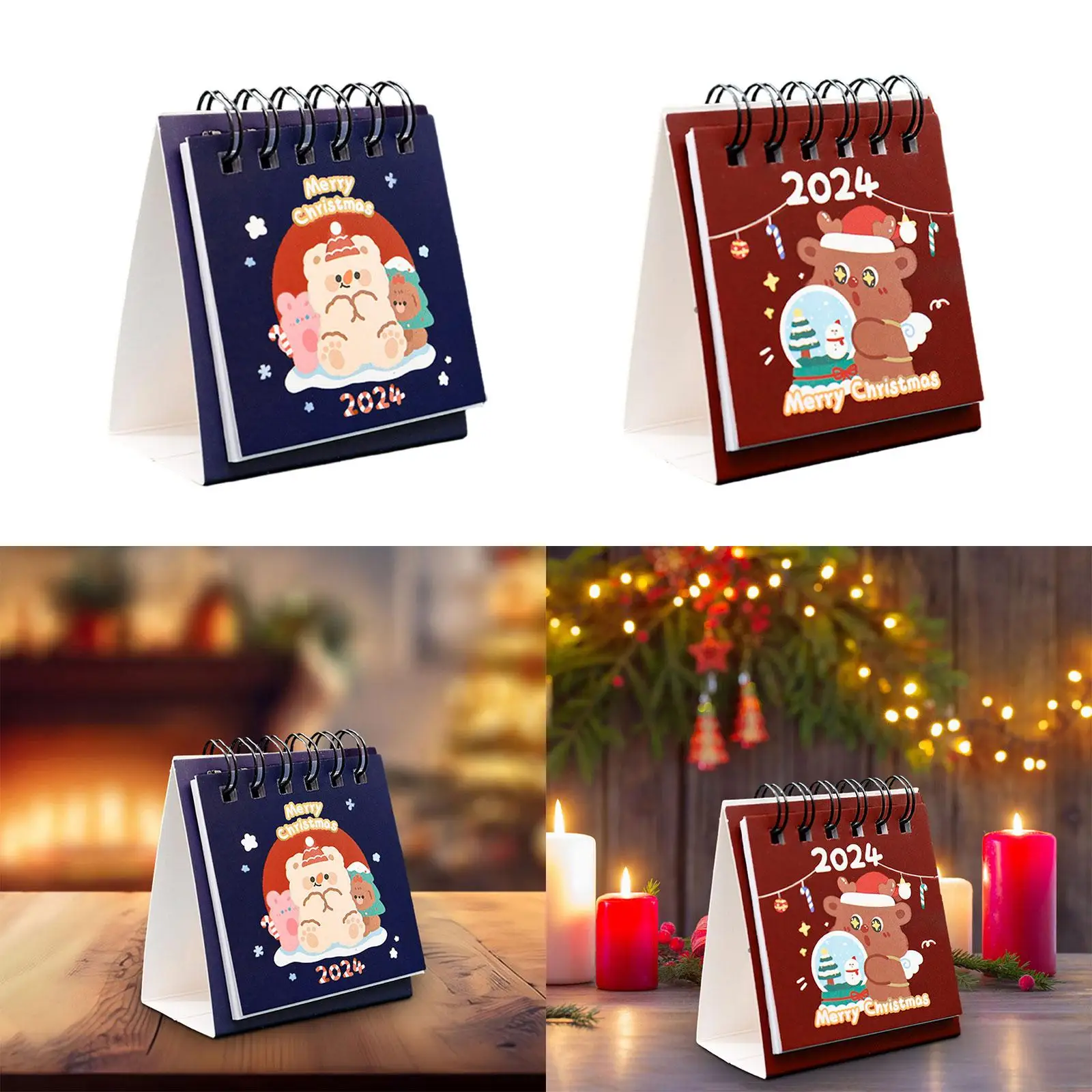 Cute Standing Flip Desktop Calendar, Daily Scheduler Decoração, Casa, Household Desk, Presentes de Ano Novo, Presentes de Natal, 2024