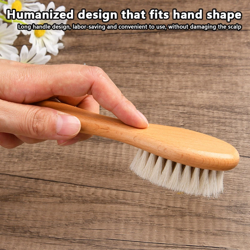 Wooden Handle Brush Baby Hair Brush Newborn Hair Brush Infant Comb Head Massager