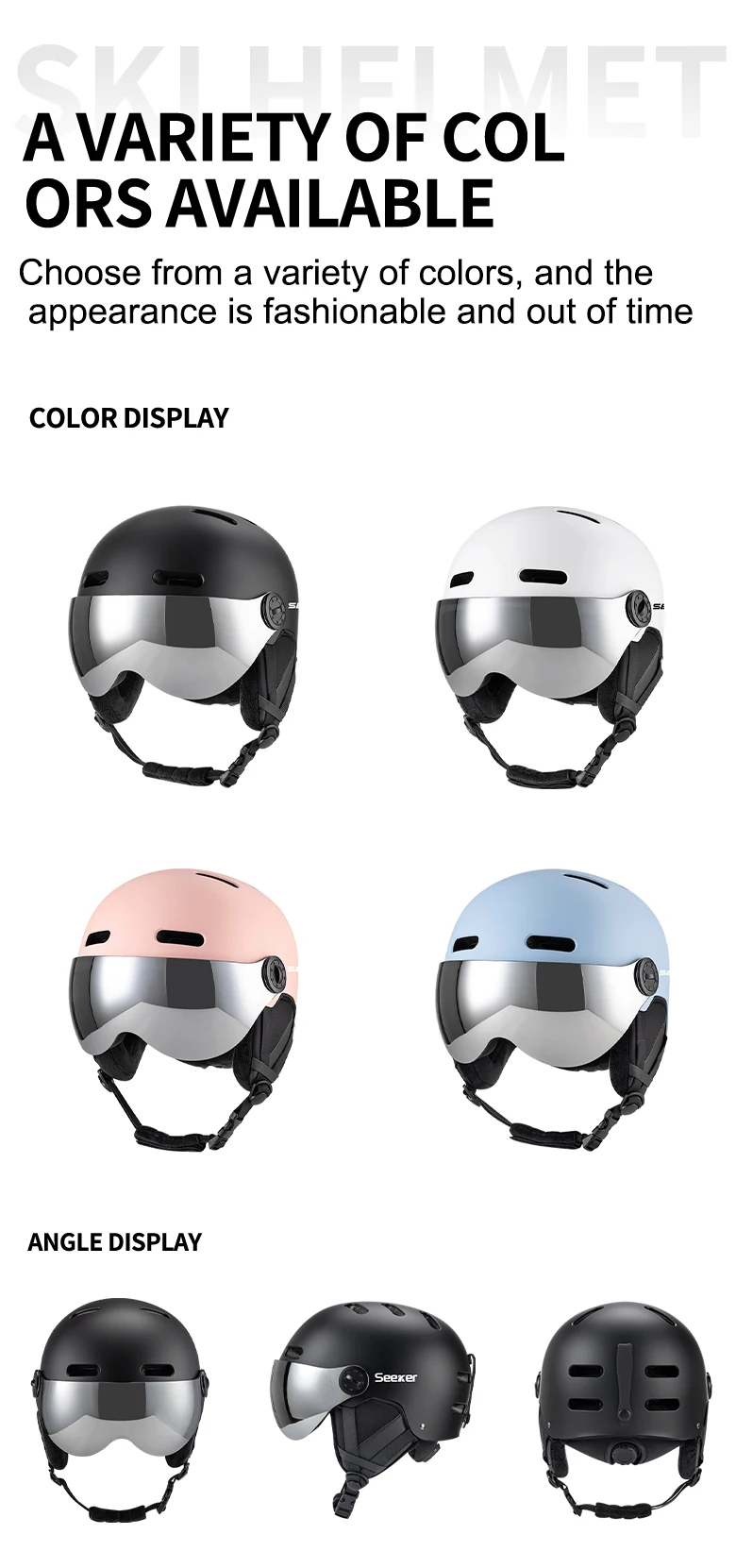SEEKER Erwachsenen-Skihelm Unisex Ski-Antikollisions-Warmhelm für Wintersport Einbrett- und Doppelbrett-Skihelm mit Skibrille – Detail 10