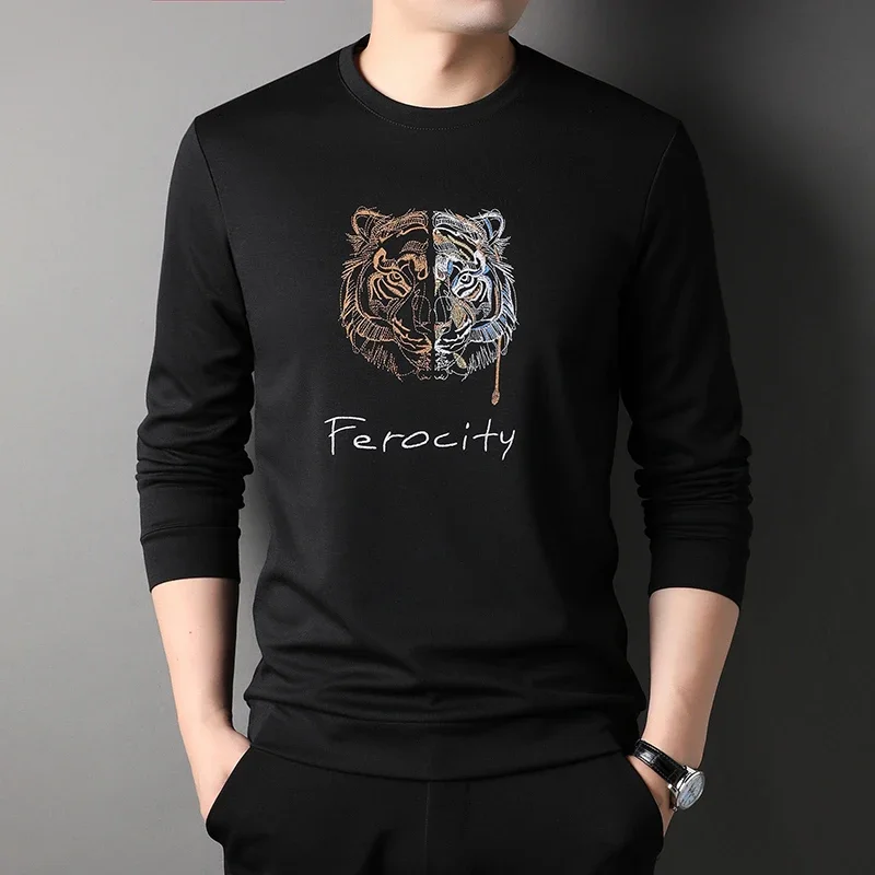 

Men's New Tiger Head Printed Personalized Trend Casual Versatile Round Neck Hoodie