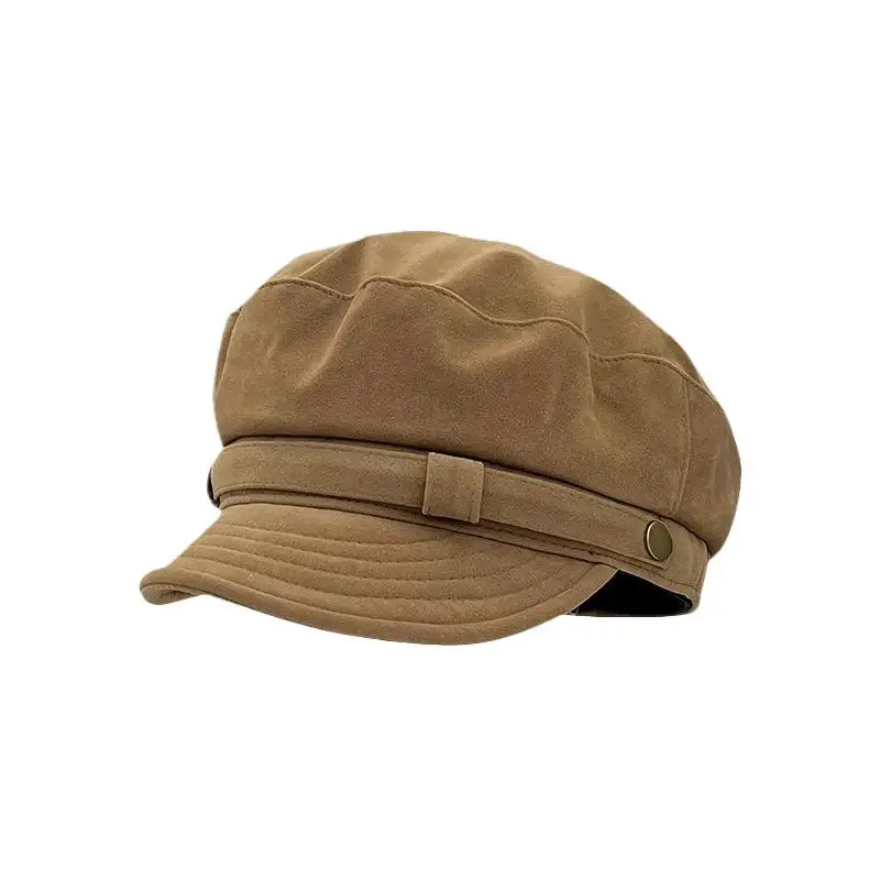 الجلد المدبوغ قبعة قبعة الرجعية النمط البريطاني المثمن تصميم الرسام قبعة للنساء الخريف الشتاء قبعة 55-59 سنتيمتر محيط الرأس #2