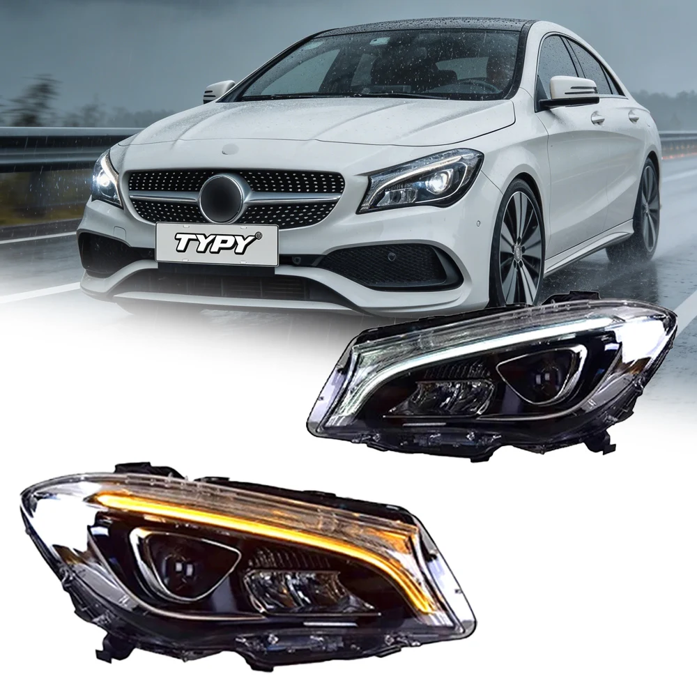 

Фары TYPY для Mercedes-Benz CLA W117 2014-2018, светодиодные автомобильные лампы, дневные ходовые огни, динамические указатели поворота, автомобильные аксессуары