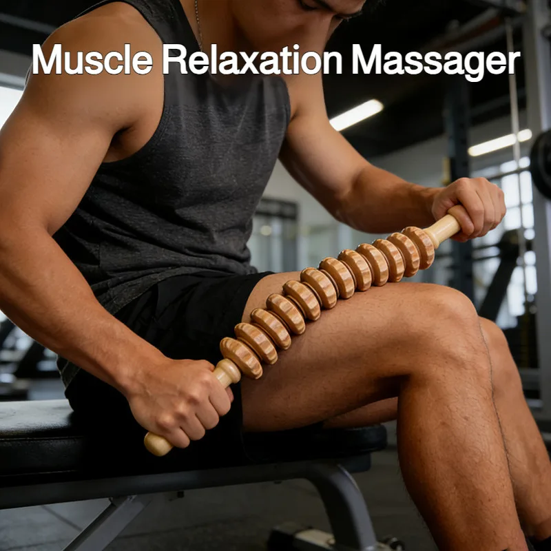 

Wooden Therapy Fasci Massage Stick Home Multi-Functional Massage Roller for Waist and Thigh Cellulite Reduction & Muscle Tension